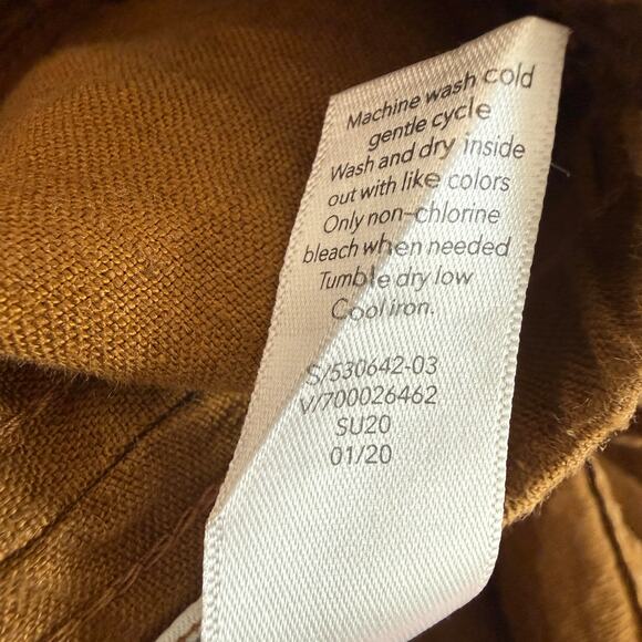 Athleta Cabo Linen Joggers Brown Mustard Elastic Waist Drawstring Pants | Size 4 - Picture 5 of 12